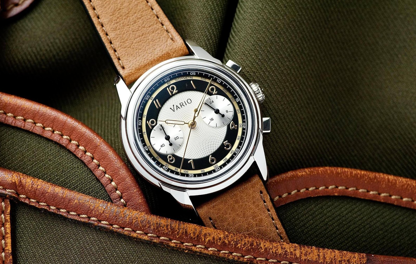 Vario Empire White Tuxedo Gold Tachymètre MecaQuartz Chronograph